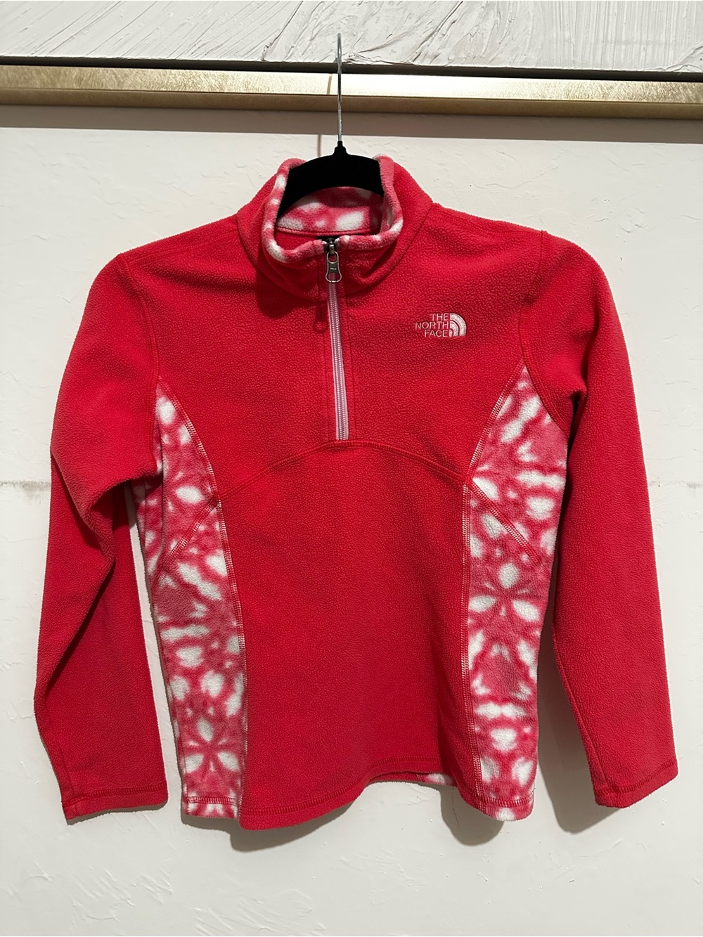The North Face Girls' pink Half-Zip Fleece Top